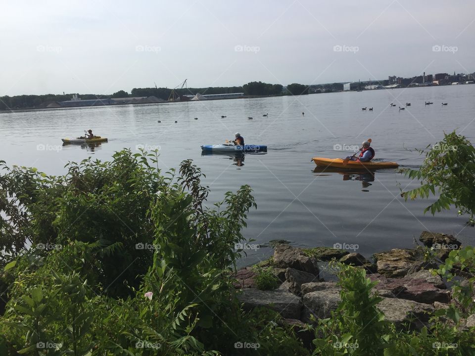 Kayaks on Lake Erie