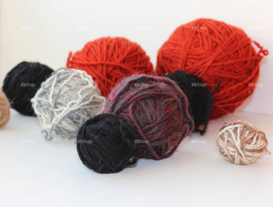 Knitted balls of wool