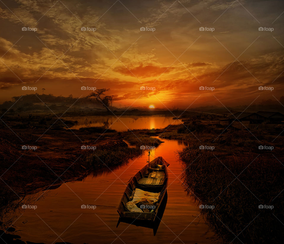 sunset at sambutan river