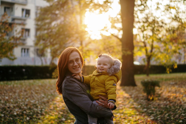 mom and daughter in a park