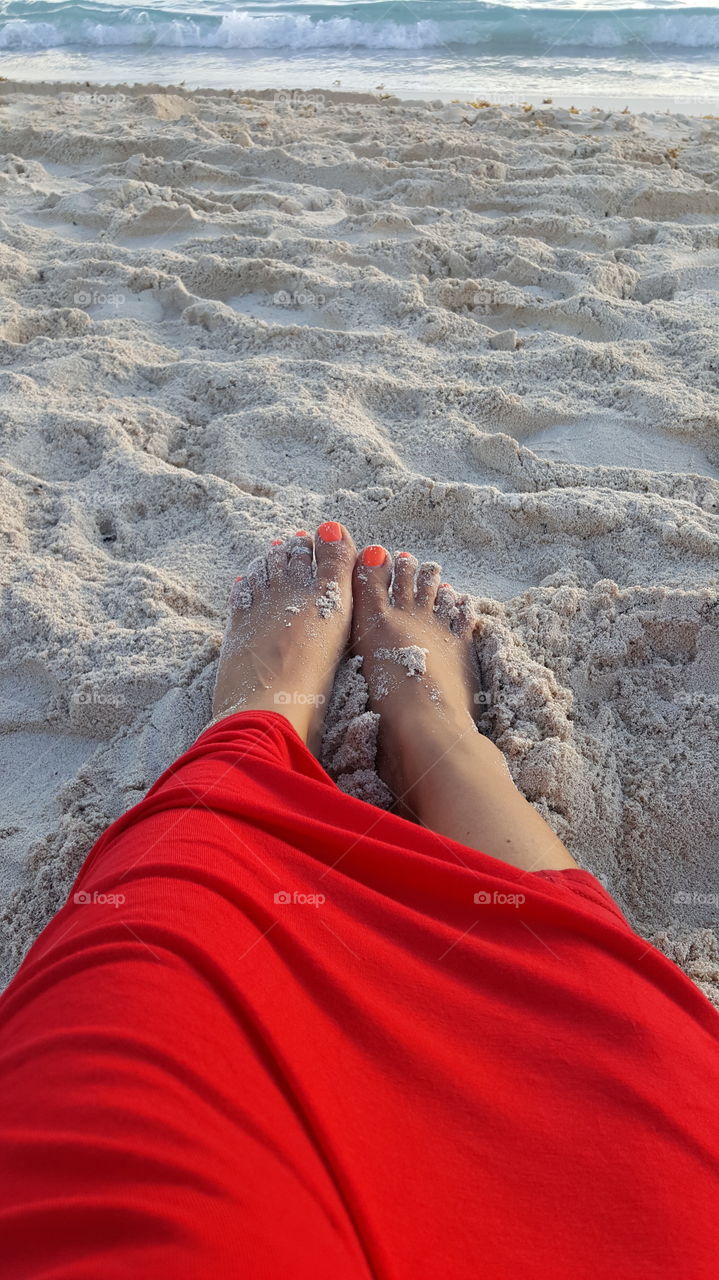 Last day on the beach in red