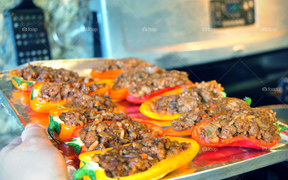 Cooking, stuffed mini bell peppers
