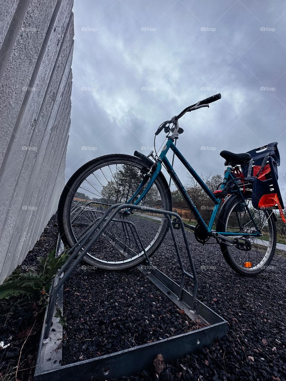 lonely bike in the rain