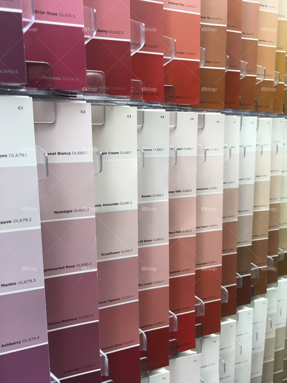 Paint samples all in a row