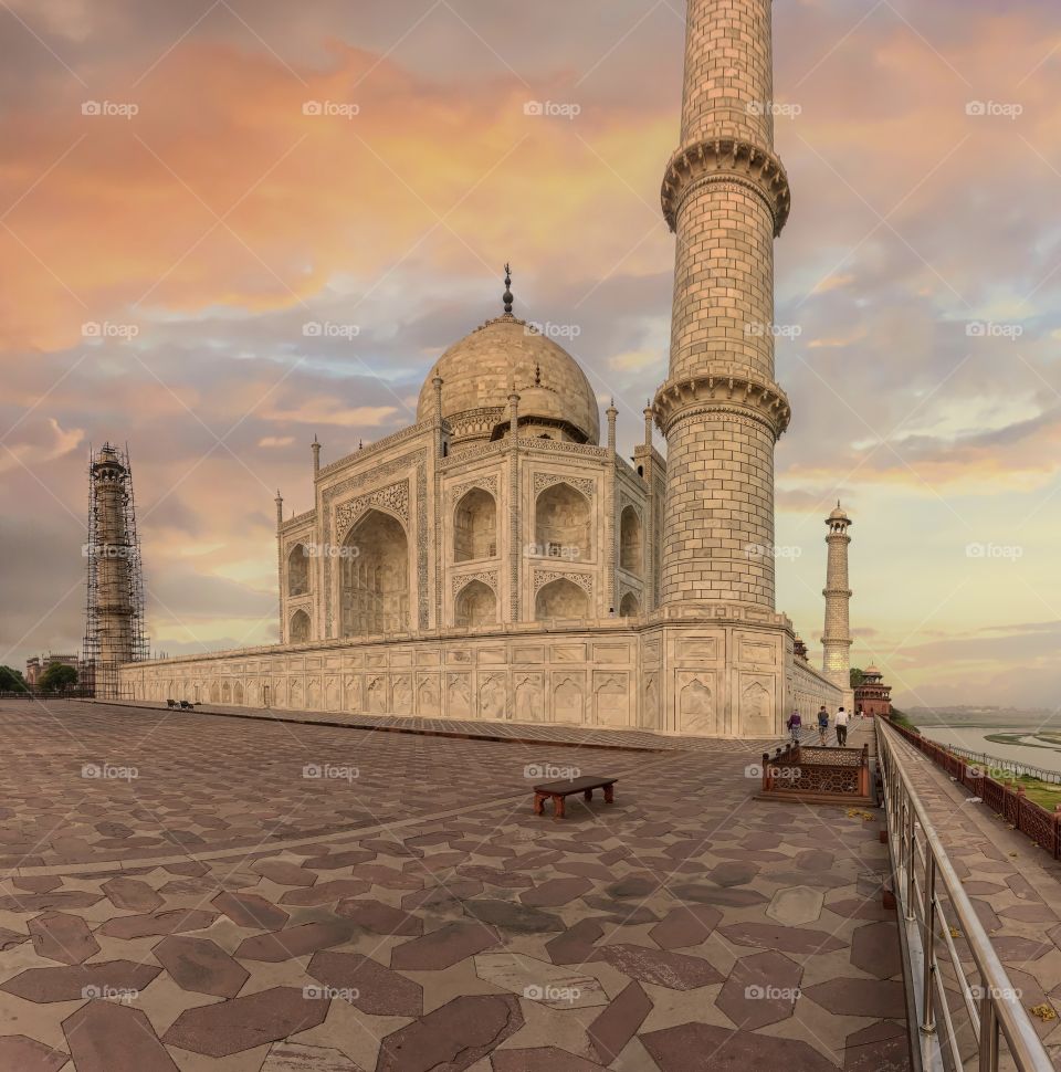 Majestic Taj Mahal at sunrise