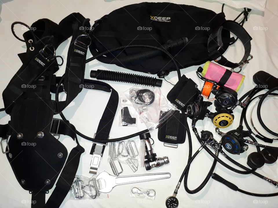 scuba diving gear set up