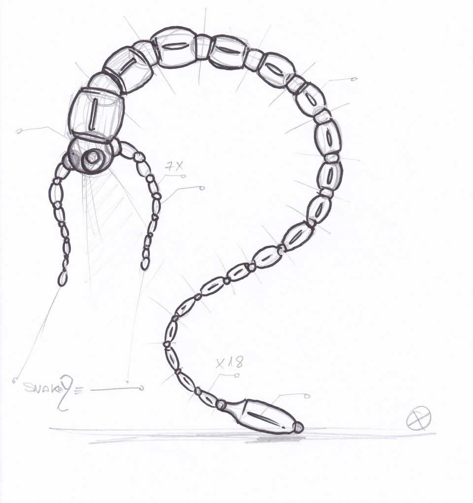 robot snake sketch scan