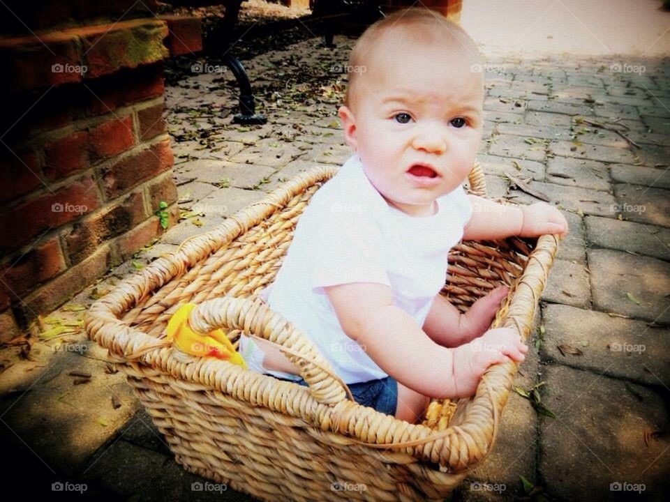 Baby girl in a basket