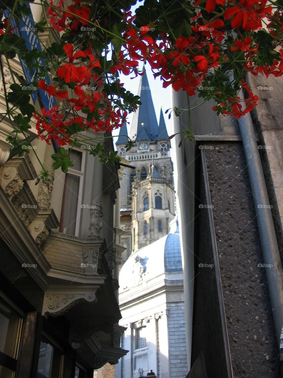 German church and flowers