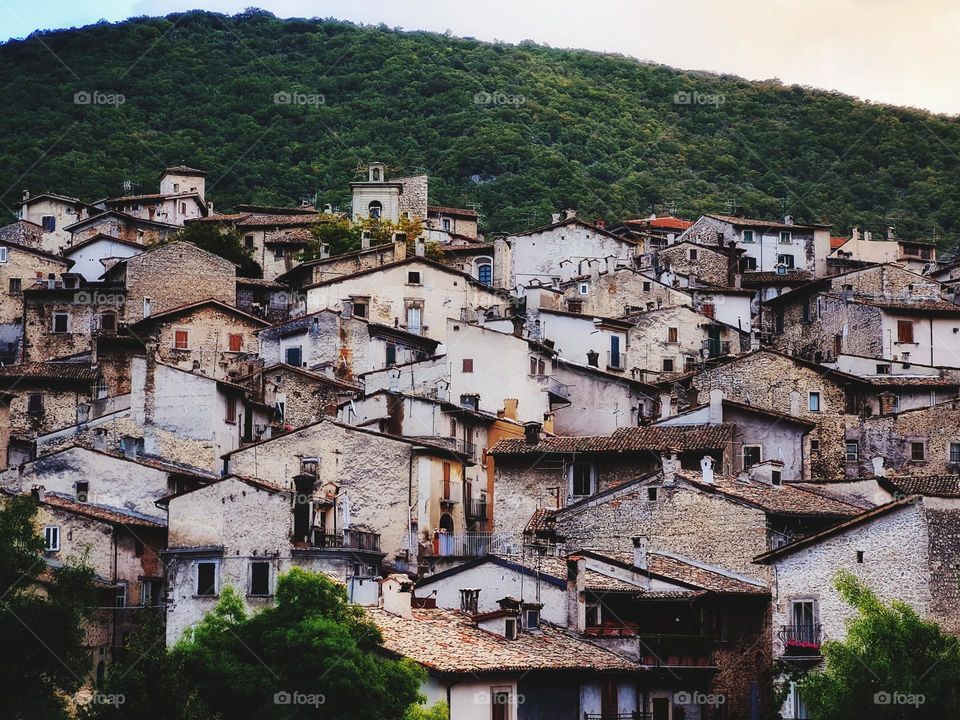 houses and roofs of the historic center of Scanno in Abruzzo