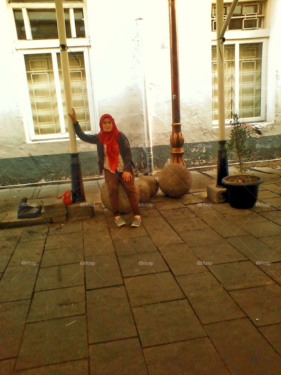 Someone is standing in the aisle in the old city of Jakarta, Indonesia, Southeast Asia