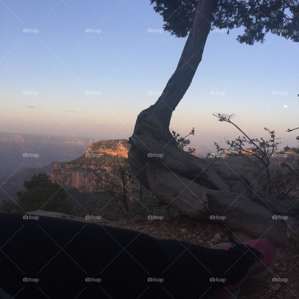 Watching the moon set near Bright Angel Point, Arizona