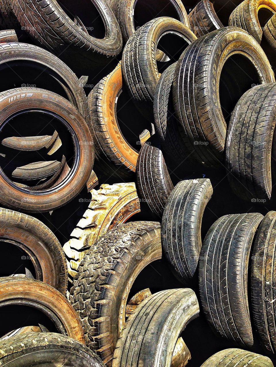 Pile of old used car tires, a sad relic of a petroleum based economy