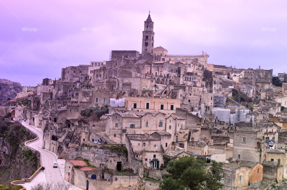 the historic and beautiful Italian city of Matera with its striking stones