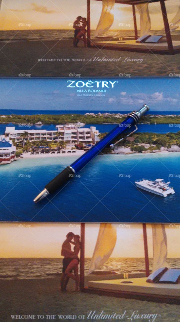 Travel agent hard at work. I'm a part time travel agent and I preparing my brochures to go out door to door