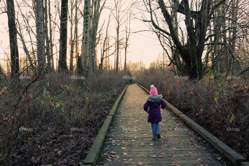 Child out hiking