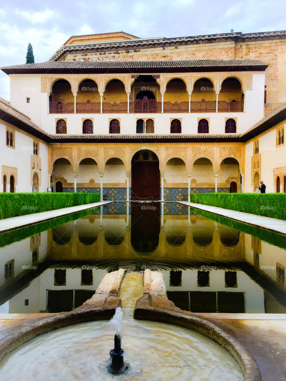 Moorish palace in Spain with beautiful reflection pool