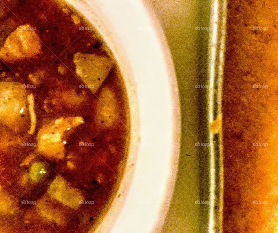 Fall Soup with Cornbread  (closeup)
