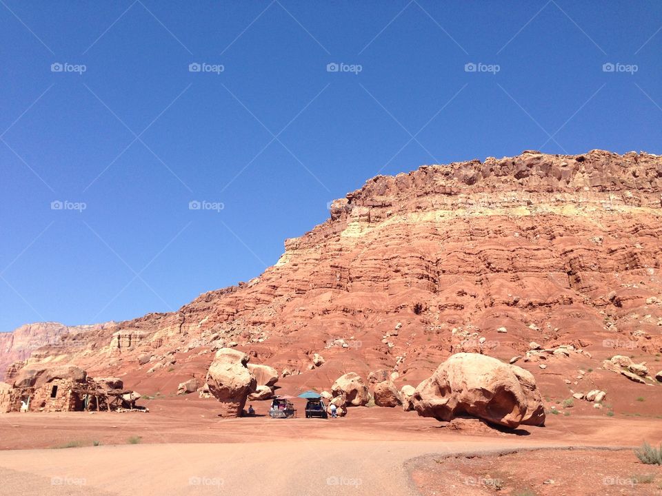 Fallen reddish rocks