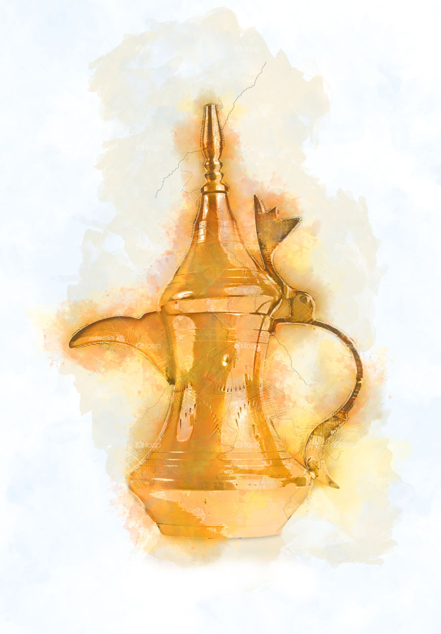 Middle eastern coffee pot digital Painting