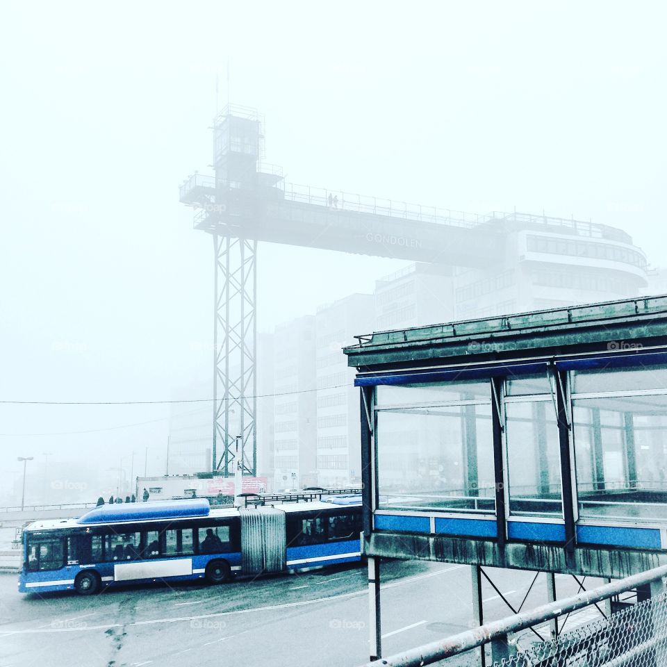 slussen stockholm in fog