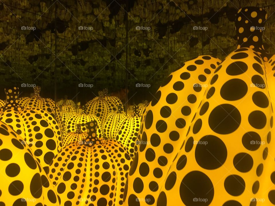 Yayoi Kusama's "All the Eternal Love I have for the Pumpkins" infinity mirror room. 
