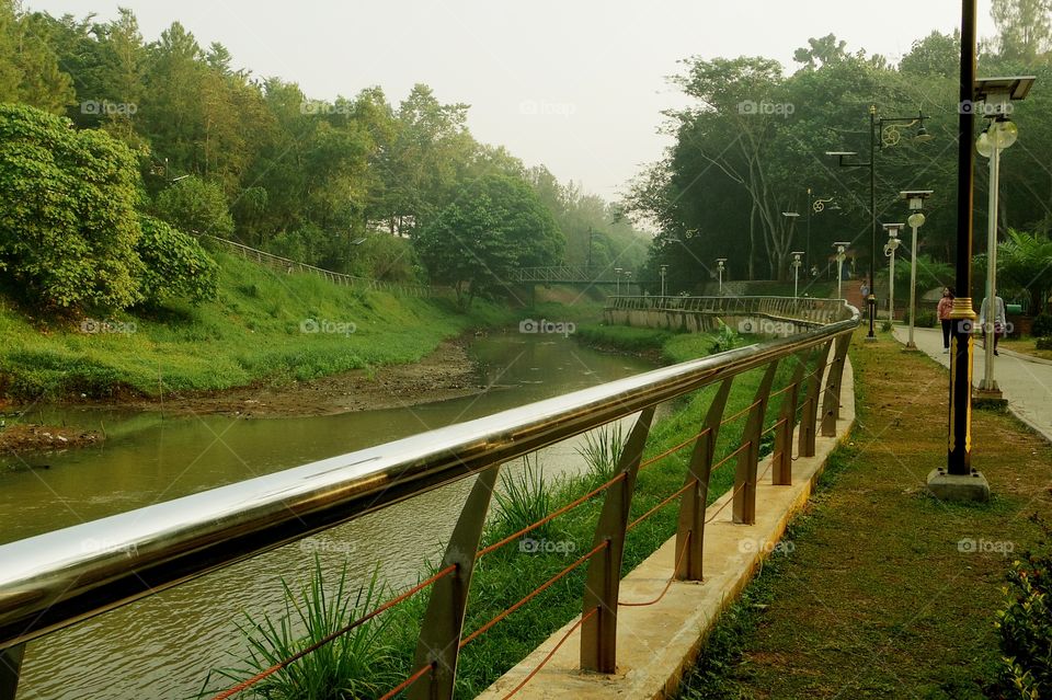 River across city park