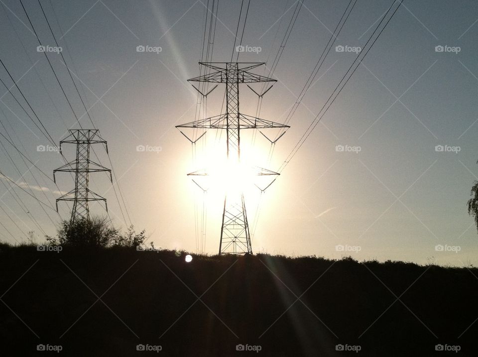 Sun through power lines
