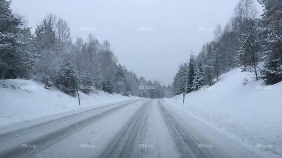 Frozen road at winter