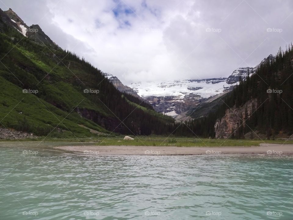 Water lapping the edge of Lake Louise