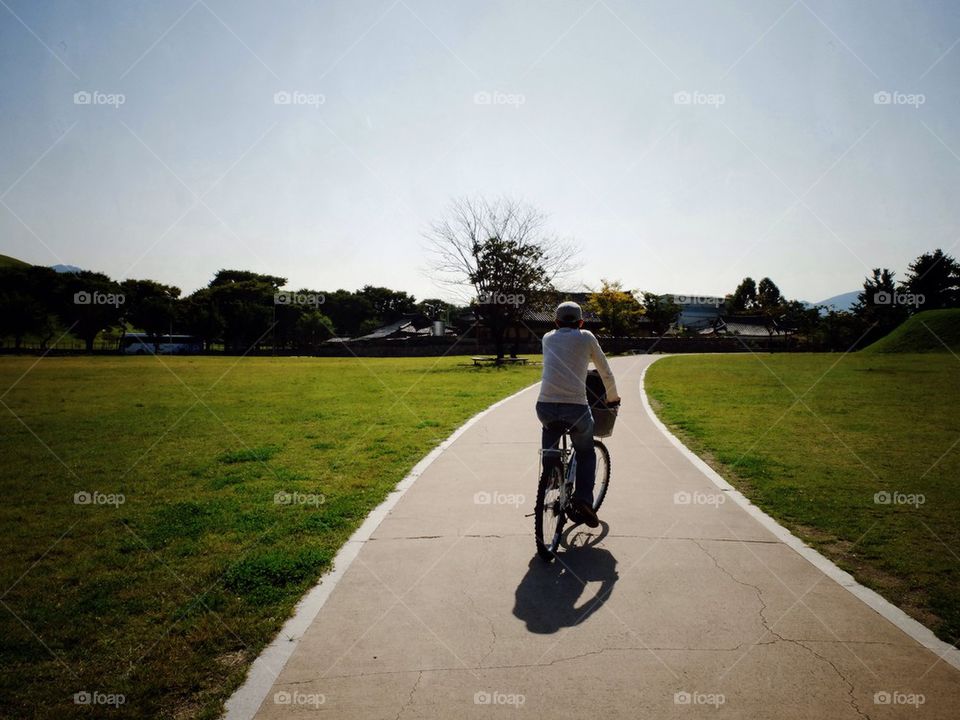 Riding a bike