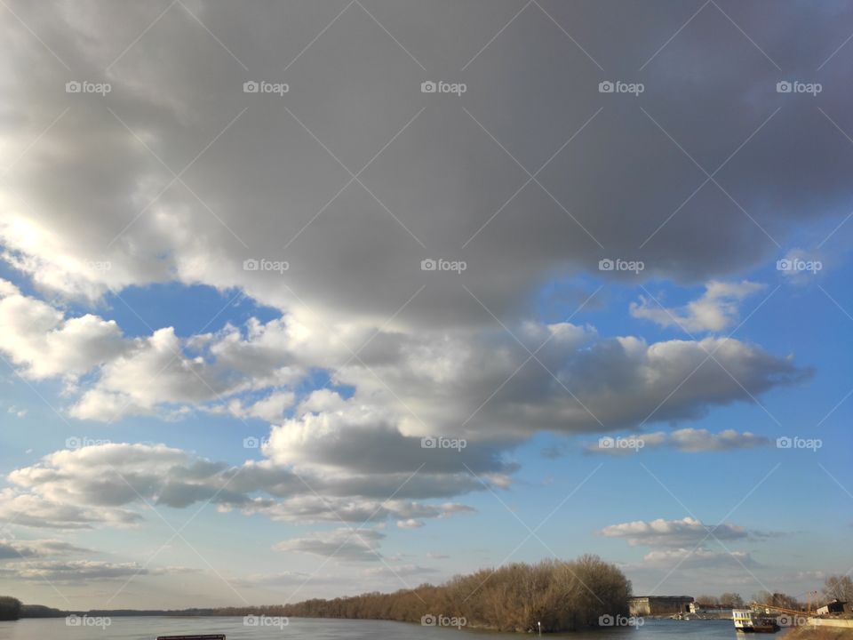 River Danube Apatin and cloudy sky