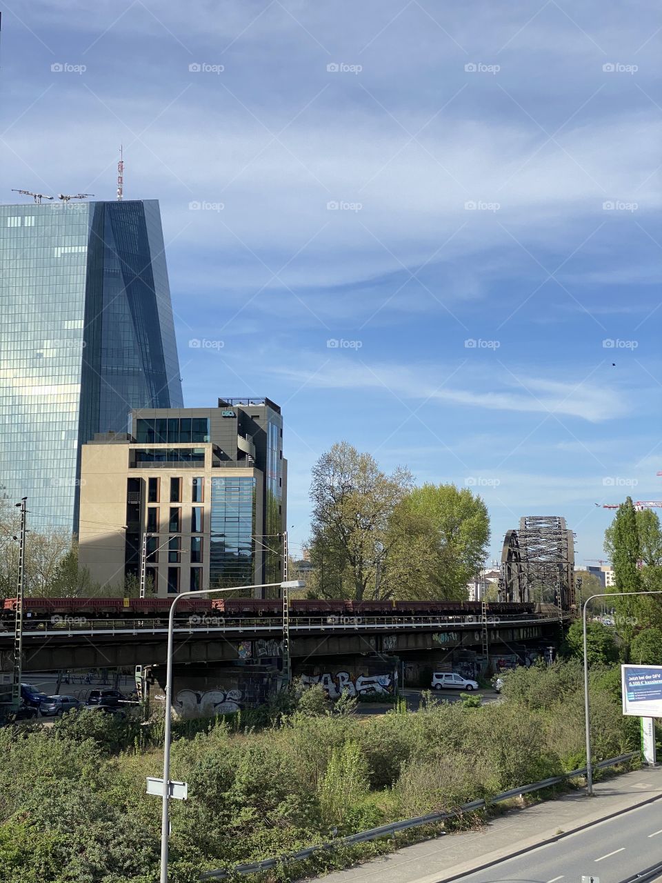 European Central Bank in the background of the City 