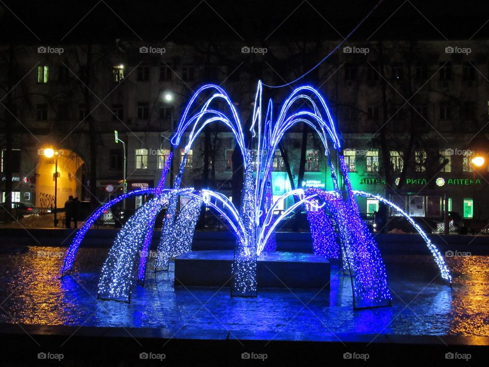 Christmas street decorations in the city of Voronezh, Russia