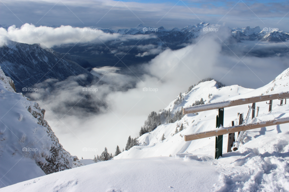 snow winter mountain clouds by Elina