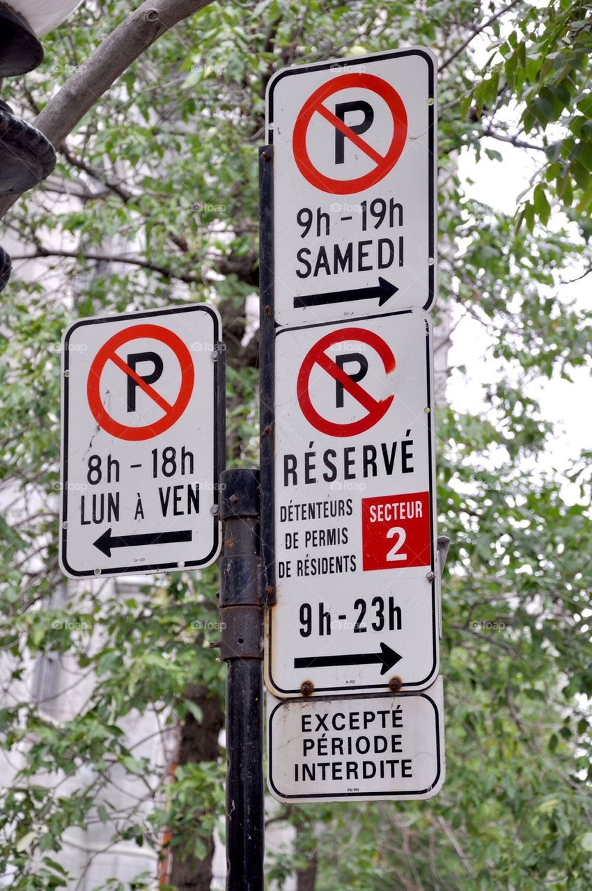 Parking signs in Montreal