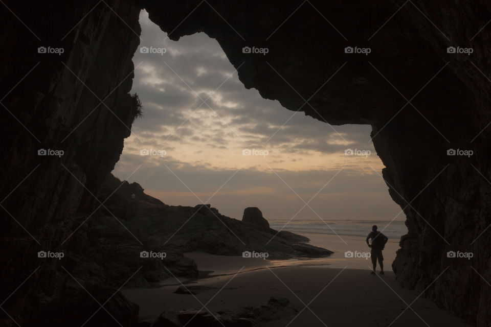 Silhouette on the beach.