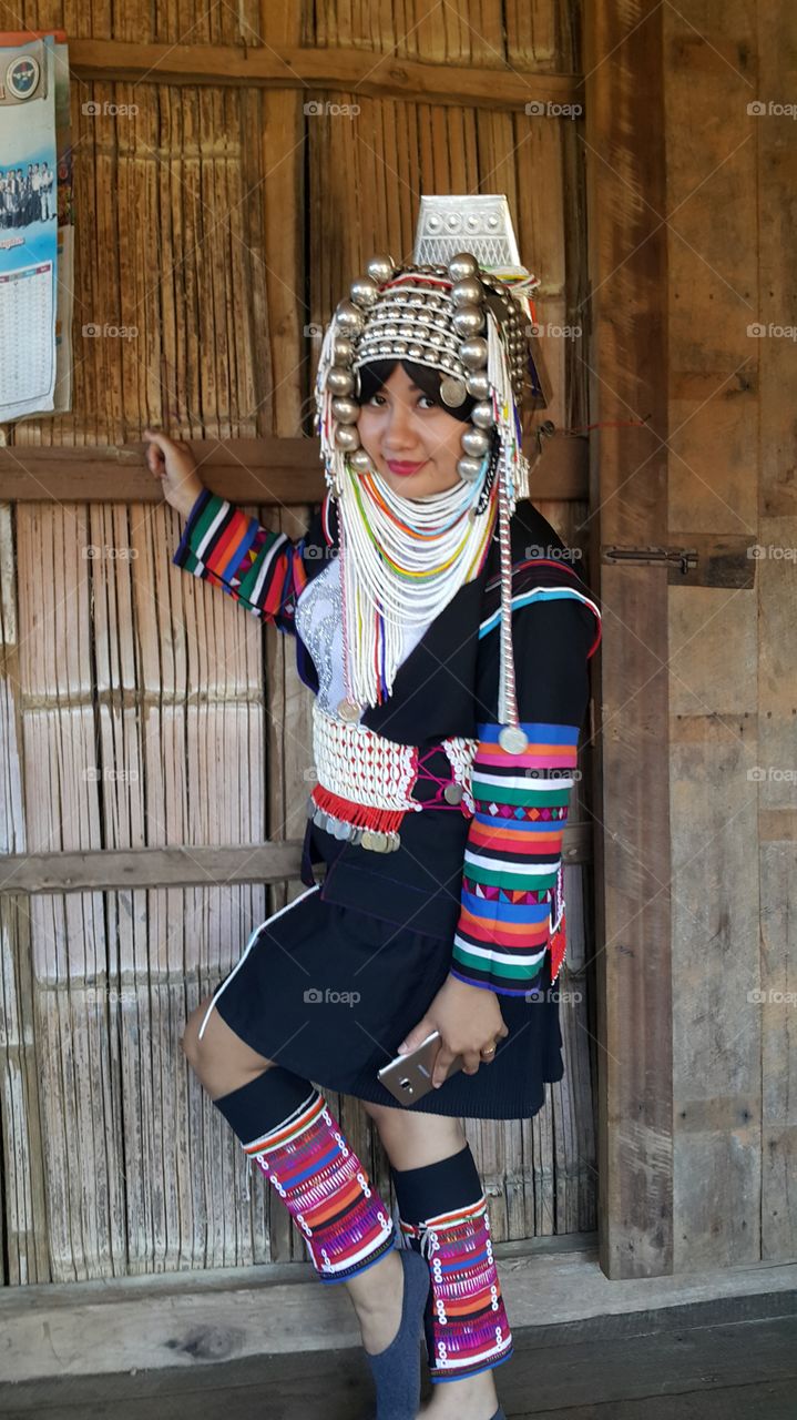 young Aka hill tribe girl from Doi mae salong north of Thailand