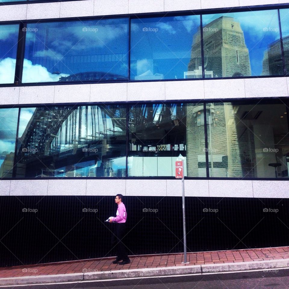 Sydney bridge reflection