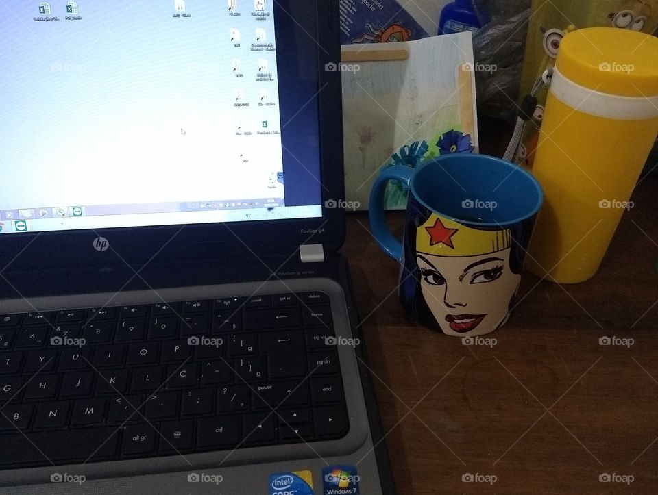 Home office with coffe