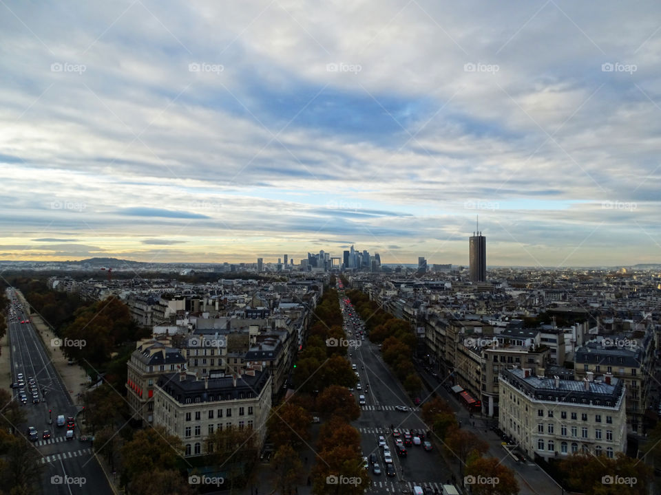 Beautiful view from the arc de triumph in Paris