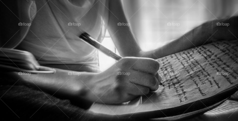 study time writing a notebook .all focus on notebook.