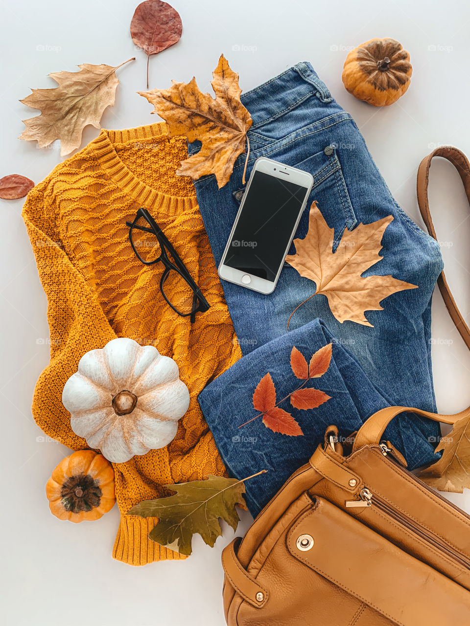 Autumn flat lay photography. Style photo