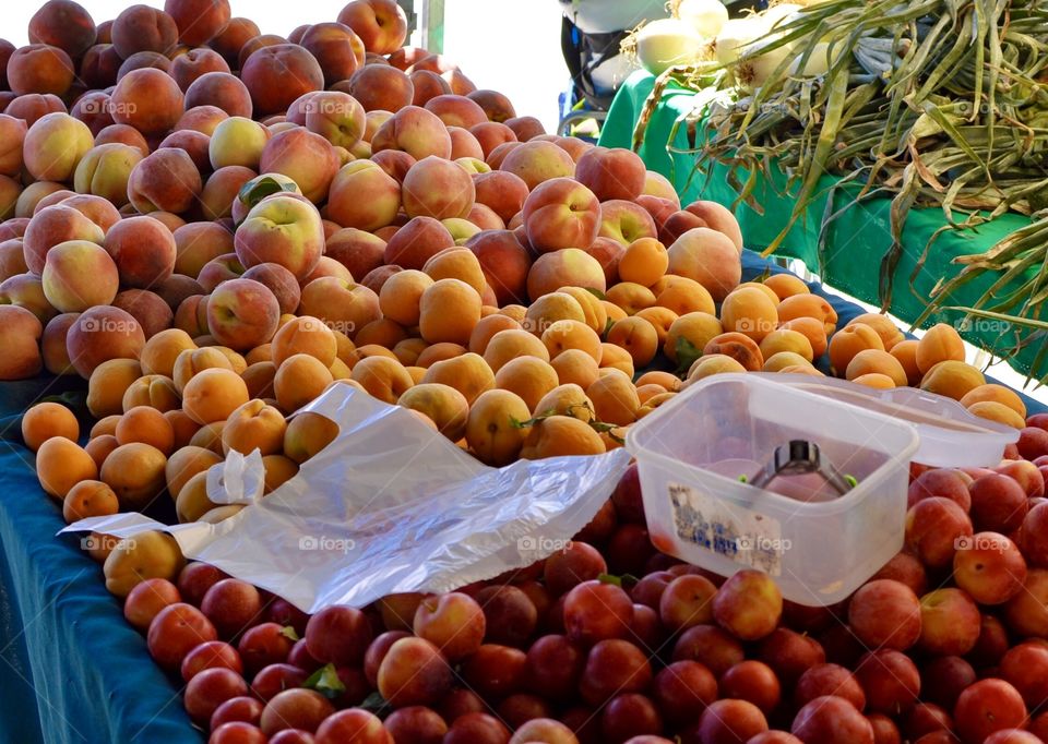 Peaches,Plums and Apricots fresh at the Farmers Market 