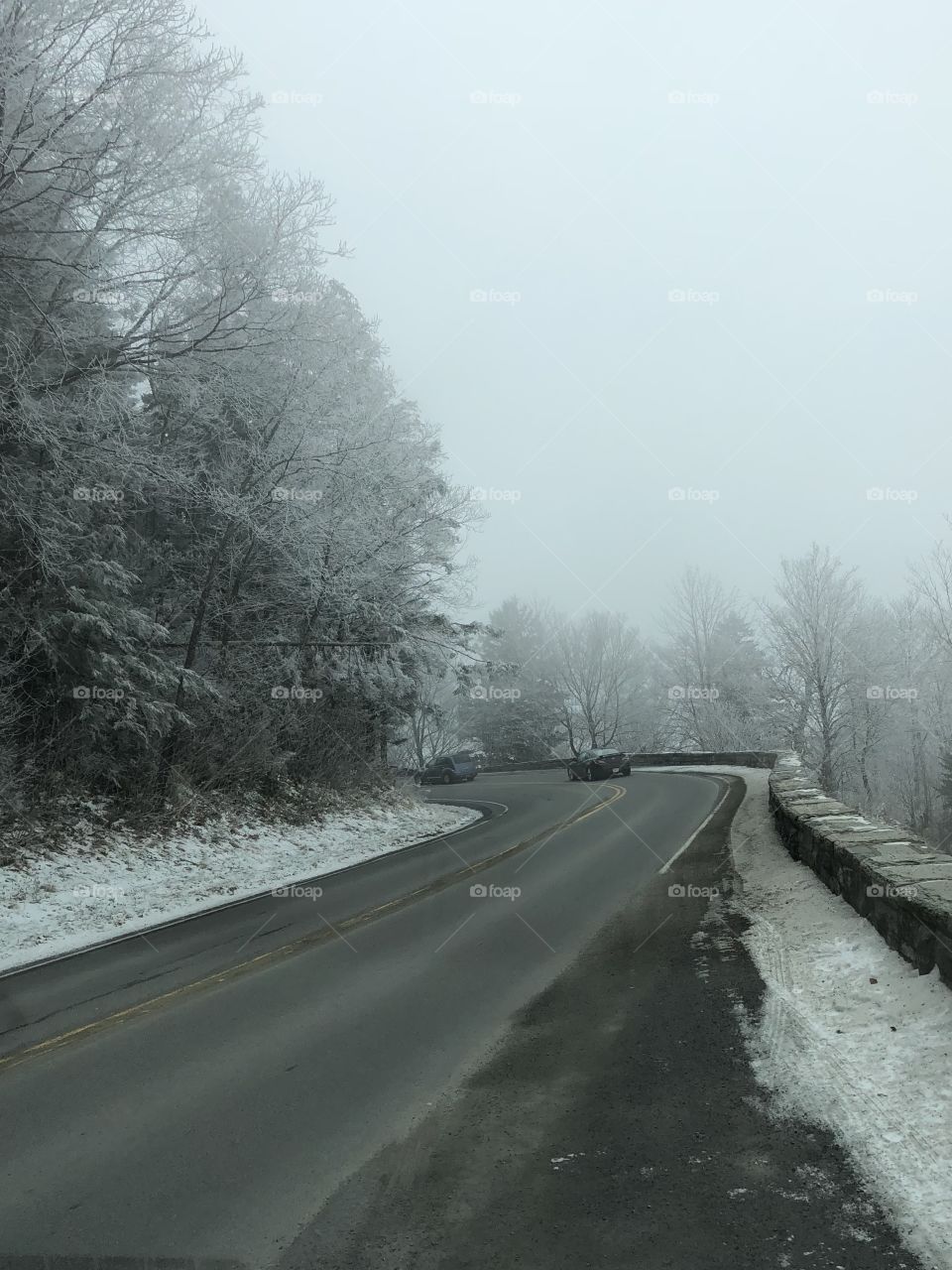 Winter Road in Smokey Mountains 