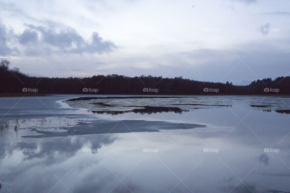 View of frozen lake in winter