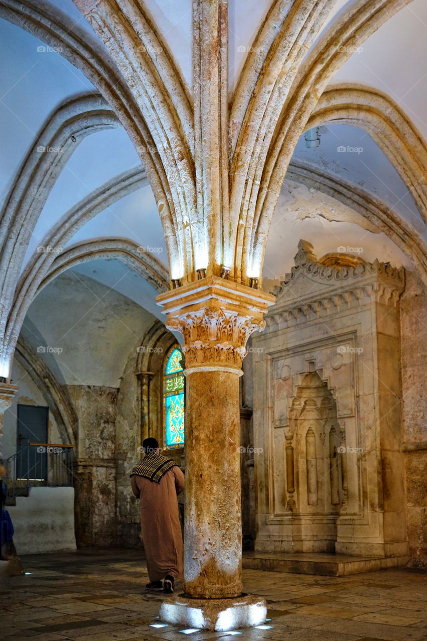 ornament inside the famous Upper Room in Jerusalem of Israel