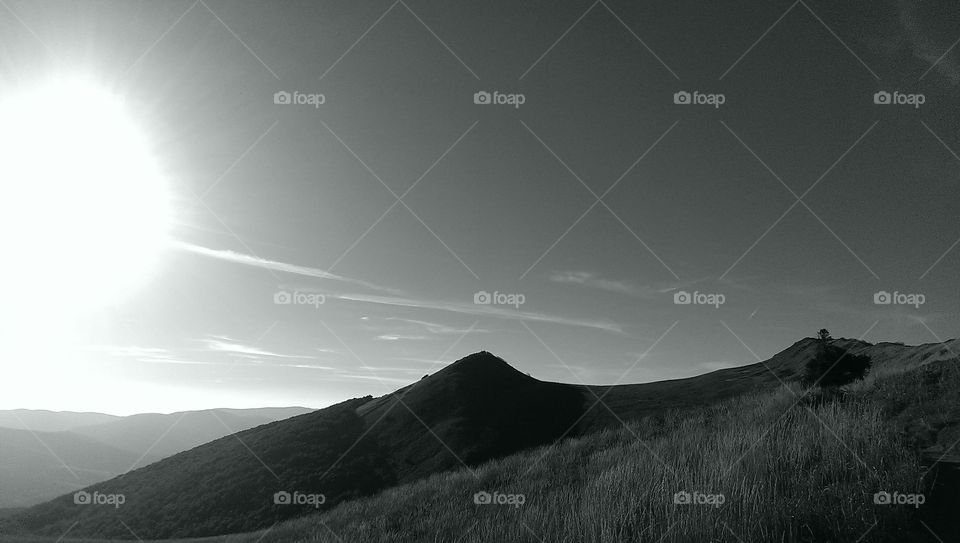 monochrome mountains sunset