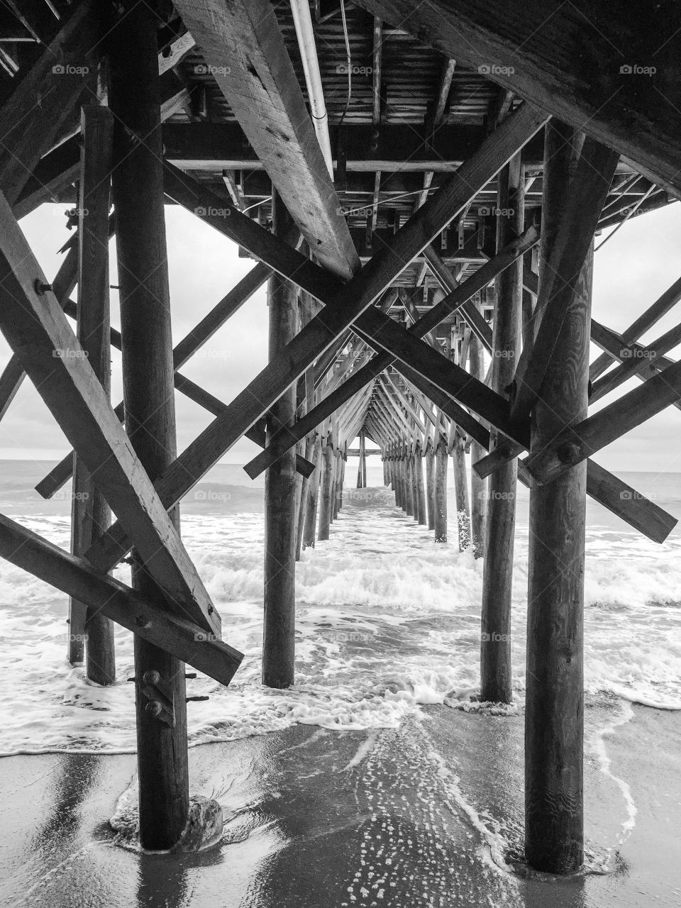 Under a Pier. Under the 14th Ave. Pier in Myrtle Beach South Carolina.