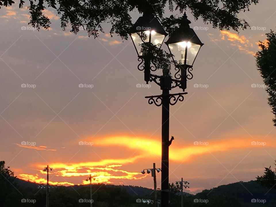 Street light and sunset